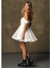 Off Shoulder Ivory Tulle Pleated Party Dress
